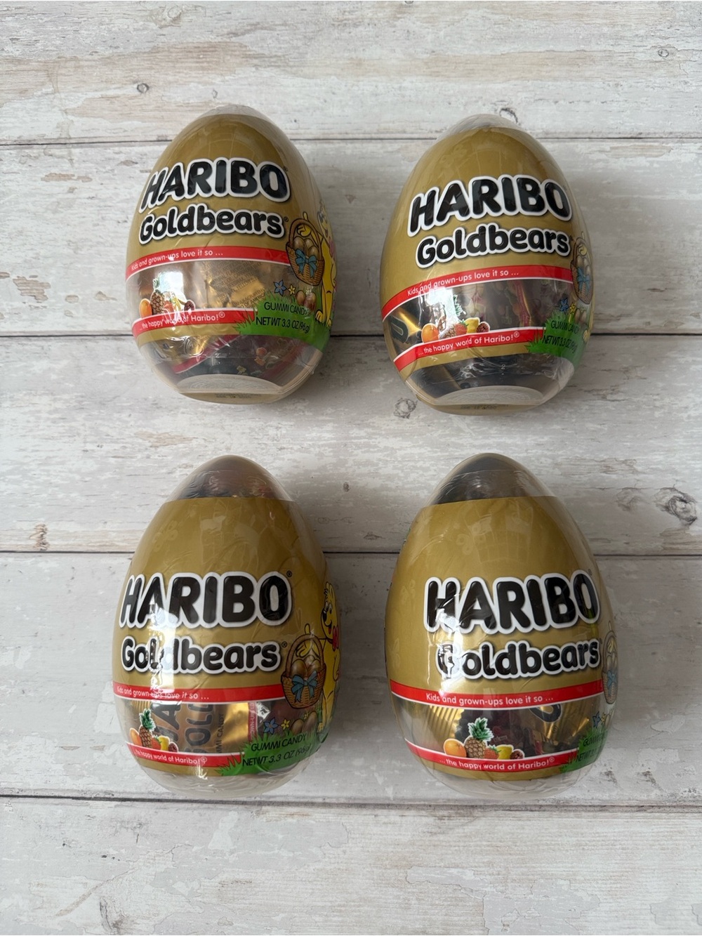 Haribo Goldbears Easter Eggs Gold Gummi Bears Holiday Fun Set of 4 Brand NEW